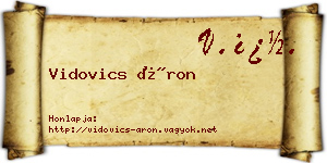 Vidovics Áron névjegykártya